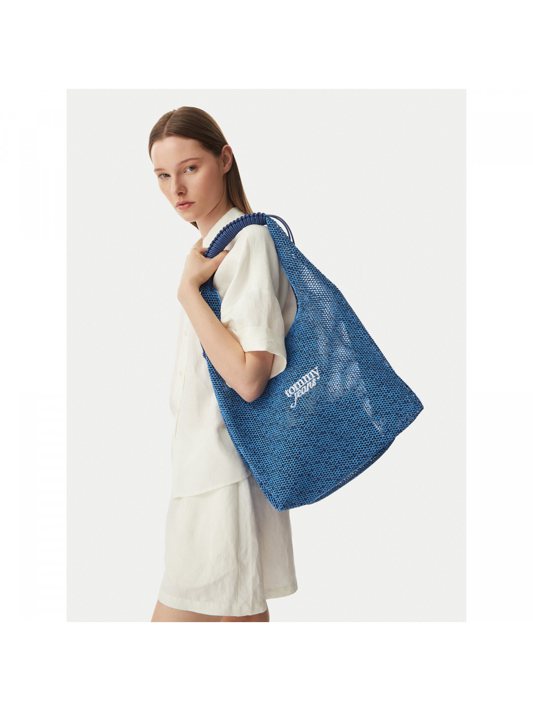 Kabelka Tommy Jeans Tjw Summer Crochet Hobo AW0AW18778 Modrá